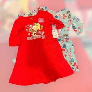 NWT JoJo Siwa 2PK Holiday Dresses XS (4-5) Girls Candy Cane Red Blue Nickelodeon